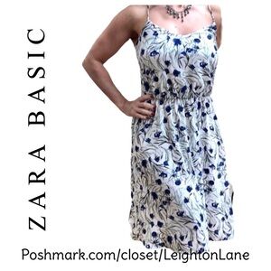 ZARA Blue & White Sundress Size XS
